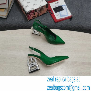 Dolce  &  Gabbana Heel 10.5cm Slingbacks Patent Green with DG Heel 2022